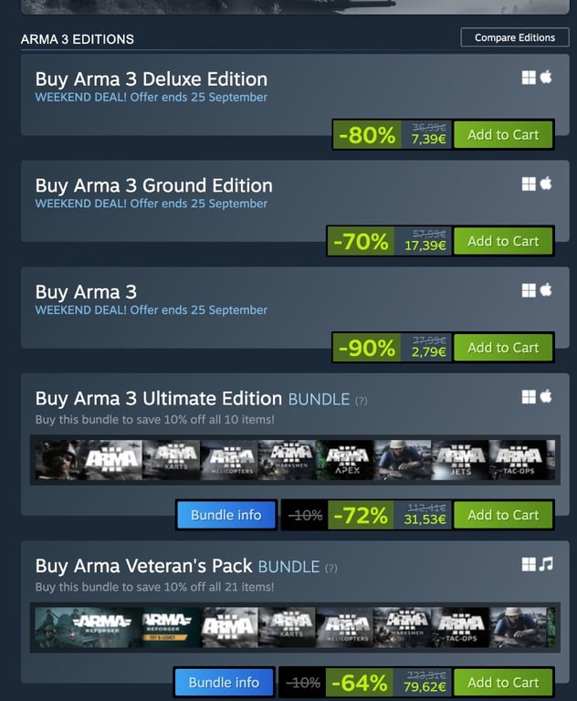 Bohemia Interactive Sale: Arma 3 für unter 3 Euro, DLCs stark reduziert