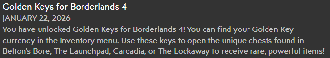 Borderlands 4: Frische Beute für die Kammer – 3 neue goldene Schlüssel bis 27. Januar