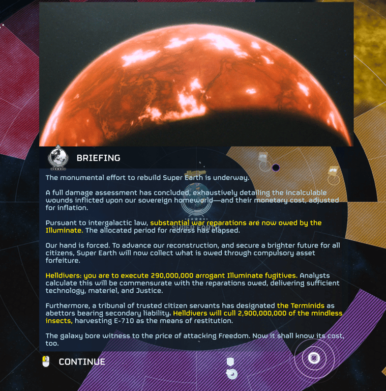 Helldivers 2  - offizielle Briefing zum neuen Grossbefehl