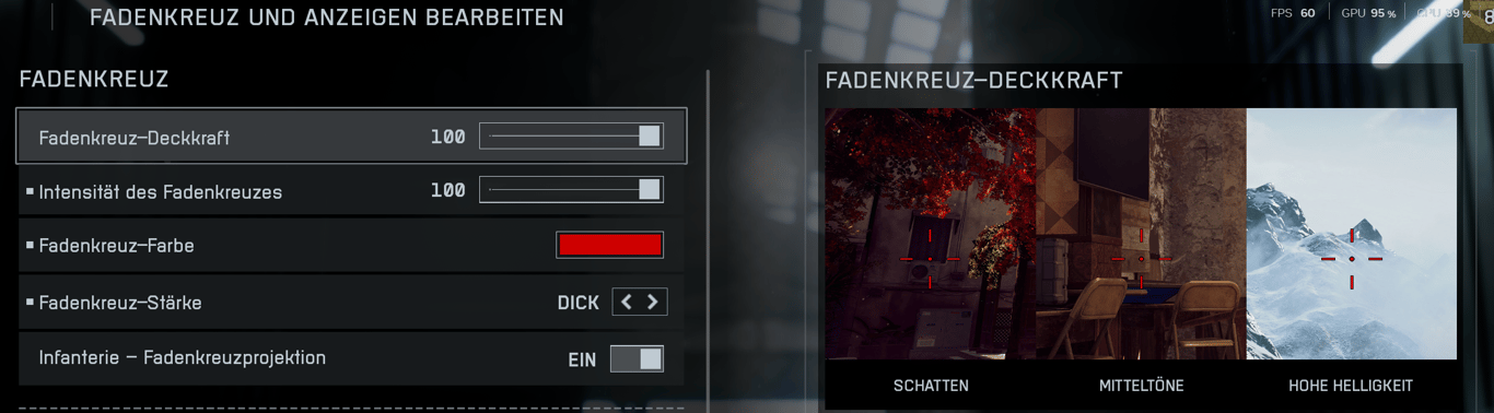 Fadenkreuz und HUD