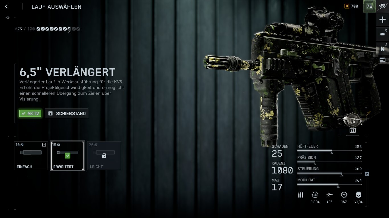 KV9 - Lauf: 6,5" Verlängert