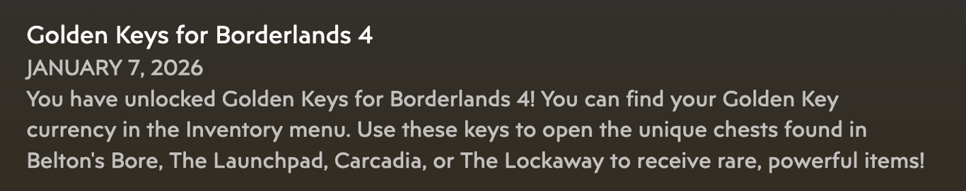 Borderlands 4: Erster Loot-Drop 2026 – 3 neue goldene Schlüssel bis 13. Januar