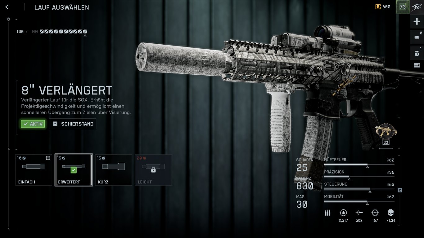 SGX - Lauf: 8" Verlängert