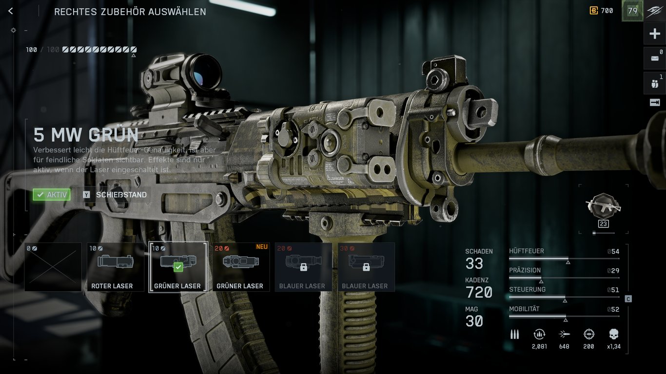 SG 553R - Oberes Zubehör: 5 MW Grün (Laser)