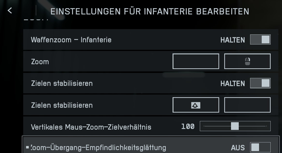 "Zoom-Übergang-Empfindlichkeitsglättung" ausschalten 