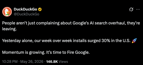 DuckDuckGo-Installs steigen 30 Prozent: Nutzer flüchten vor Googles KI-Suche 