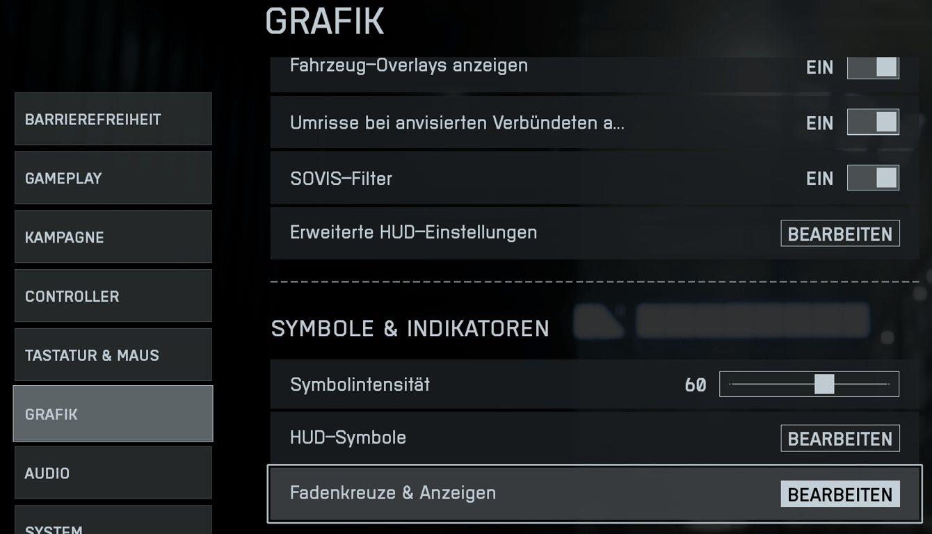 Fadenkreuz und HUD