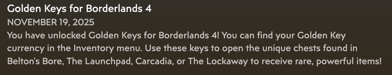 Borderlands 4: Der wöchentliche Loot-Nachschub – 3 goldene Schlüssel bis 25. November