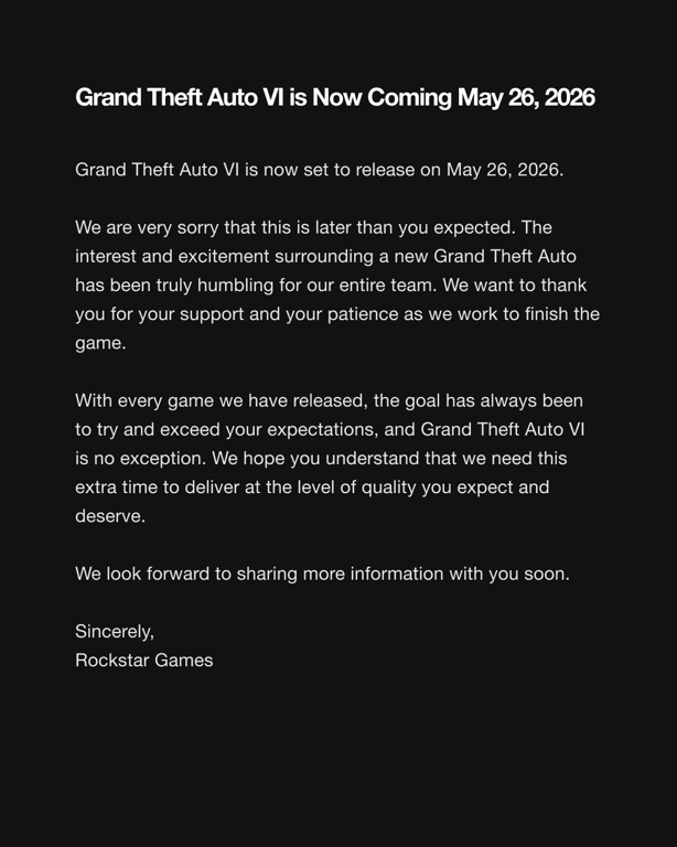GTA VI - Release Date