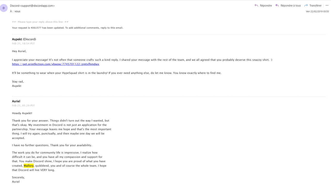 Discord-Mitarbeitern wie Aspekt, Mallory und Quikblend.