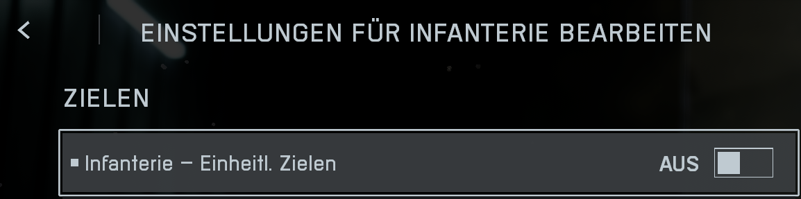 "Einheitl. Zielen" deaktivieren, um die versteckte Option freizulegen