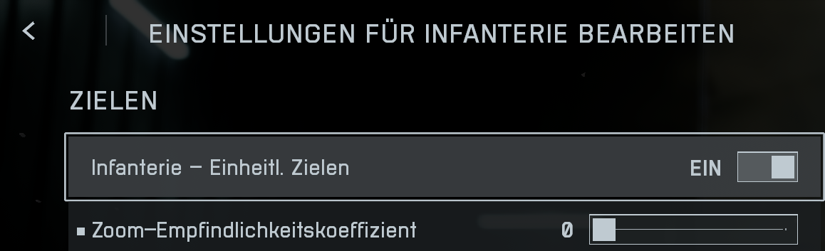 "Einheitl. Zielen" deaktivieren, um die versteckte Option freizulegen