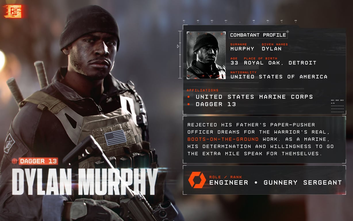 Steckbrief: Soldat Dylan Murphy - Dagger 13