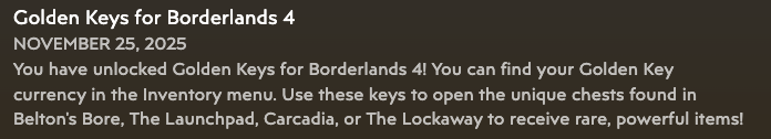 Borderlands 4: Der wöchentliche Wechsel klappt – 3 neue goldene Schlüssel bis 2. Dezember