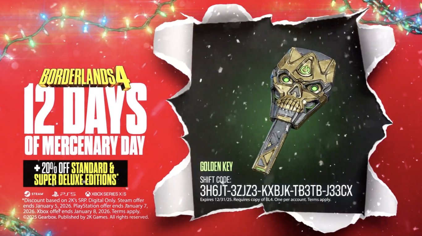 Borderlands 4: 12 Tage Söldner-Tag – Ein goldener Schlüssel zum Fest (bis 31. Dezember)