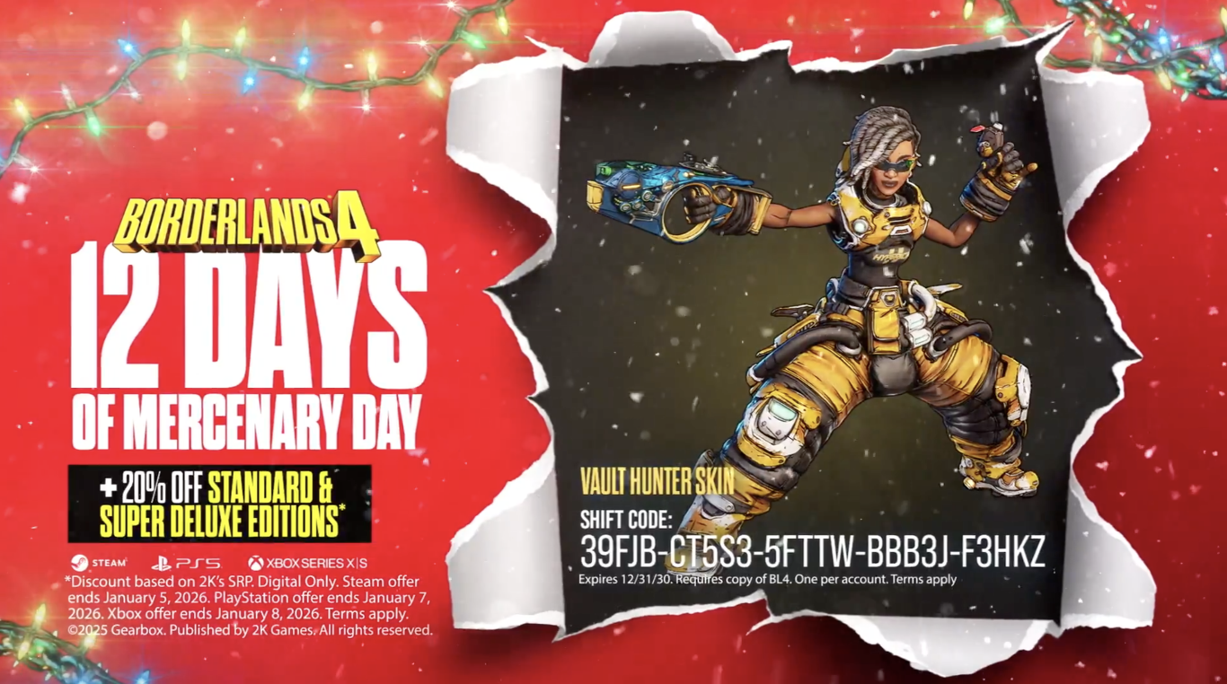 Borderlands 4: Finale der 12 Tage Söldner-Tag – Kostenloser „Hype Squad“ Skin für alle (bis 2030)